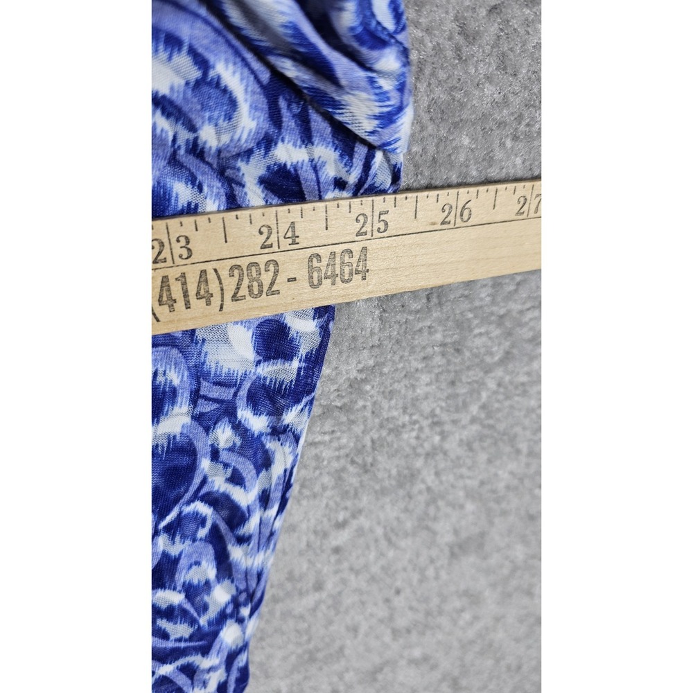 Relativity Sheer Top Womens Size 2X Blue White Floral V-Neck Short Sleeve New - Picture 8 of 9